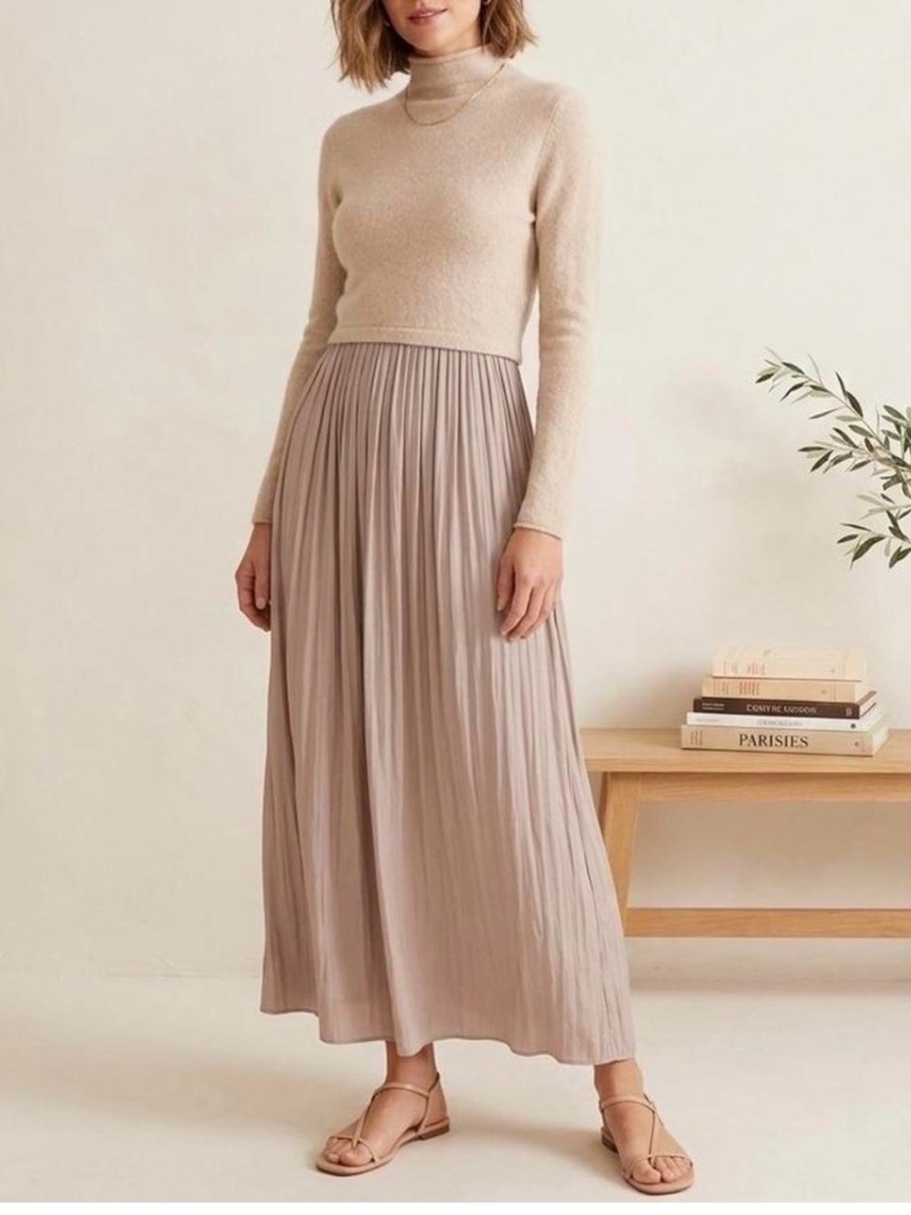 Thea Long-Sleeve Twofer Maxi Dress